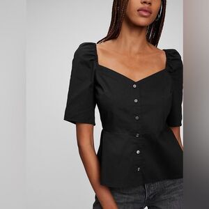 GAP women’s Sweetheart Button-Front Peplum Top Black Size Medium EUC